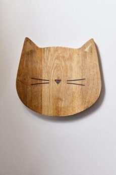 Kedi Doğal Ahşap Kesme Tahtası ve Peynir Sunum