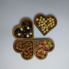Cuori Ahşap Kalpli 4 Parça Çerezlik Kahvaltılık